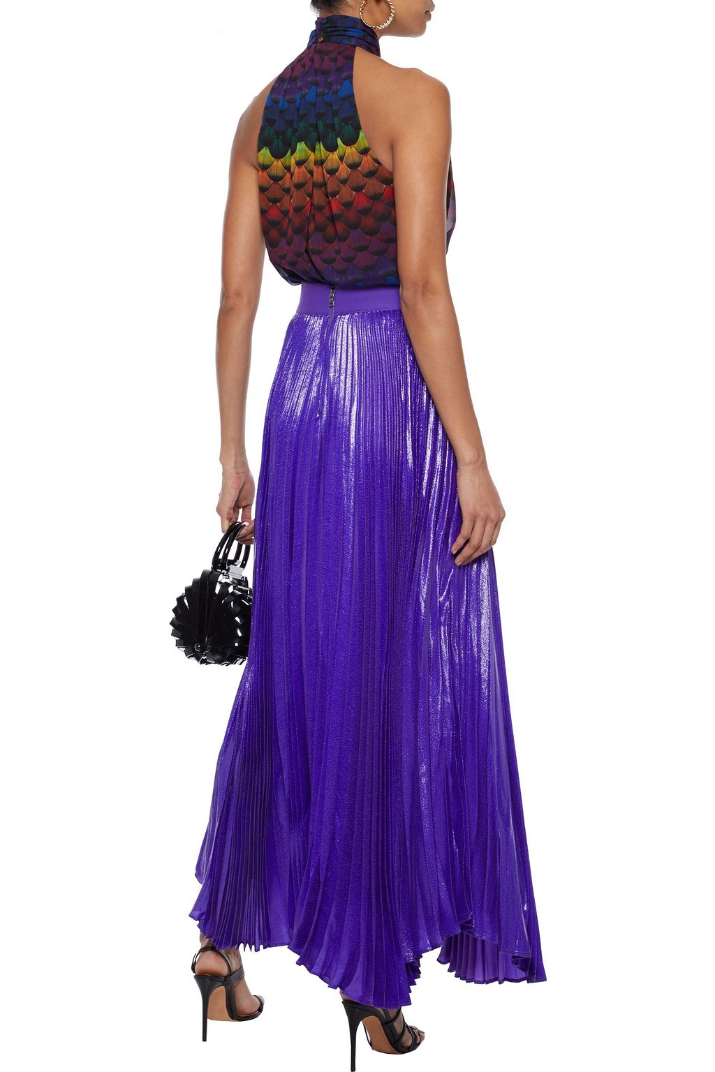 ALICE + OLIVIA Katz pleated metallic silk-blend maxi skirt