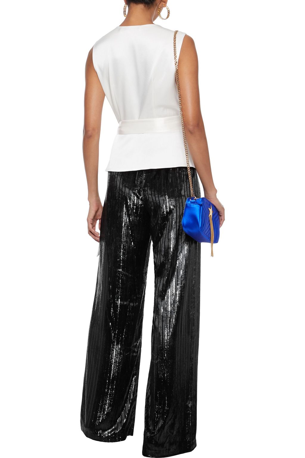 ALICE + OLIVIA Janet draped satin wrap top