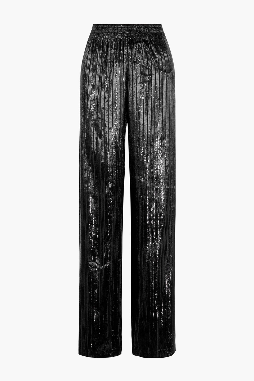 Alice + Olivia Woman Elba Striped Metallic Velvet Wide-leg Pants Black Size S