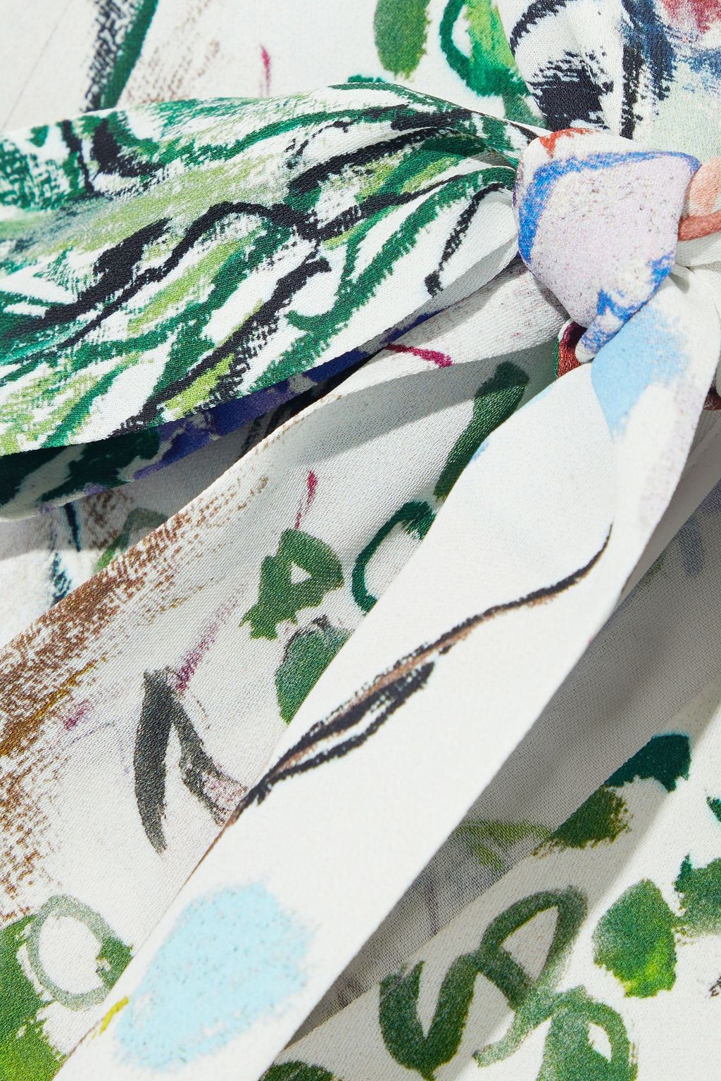 LELA ROSE Tie-neck printed crepe blouse