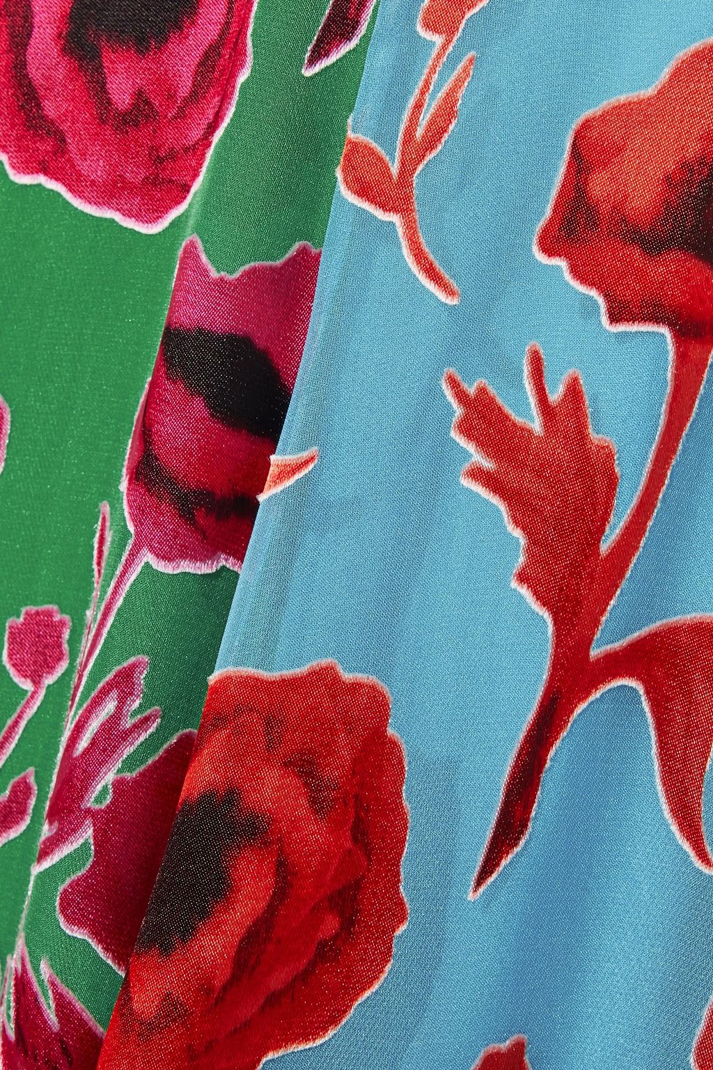 ALICE + OLIVIA Aquinnah color-block floral-print burnout chiffon maxi skirt