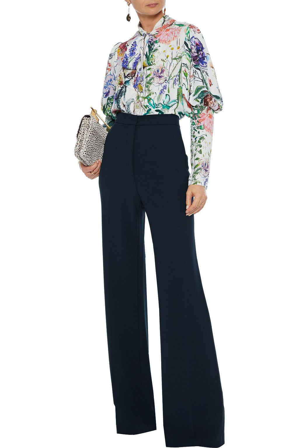 LELA ROSE Maggie crepe wide-leg pants