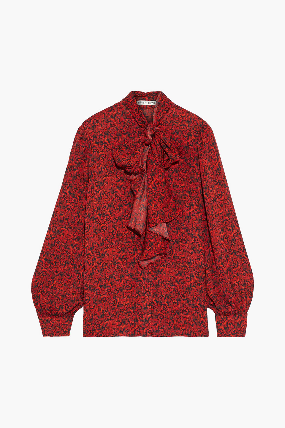 Alice + Olivia Woman Tammy Pussy-bow Floral-print Crepe De Chine Blouse Red Size S