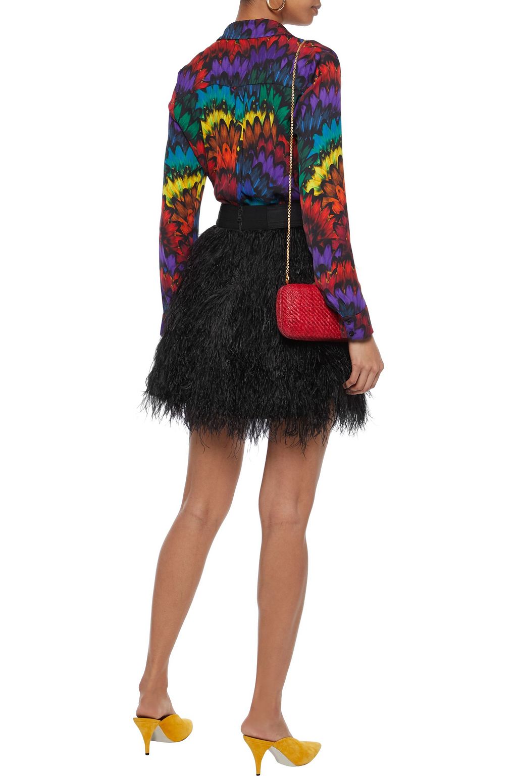 ALICE + OLIVIA Cina feather-embellished tulle mini skirt