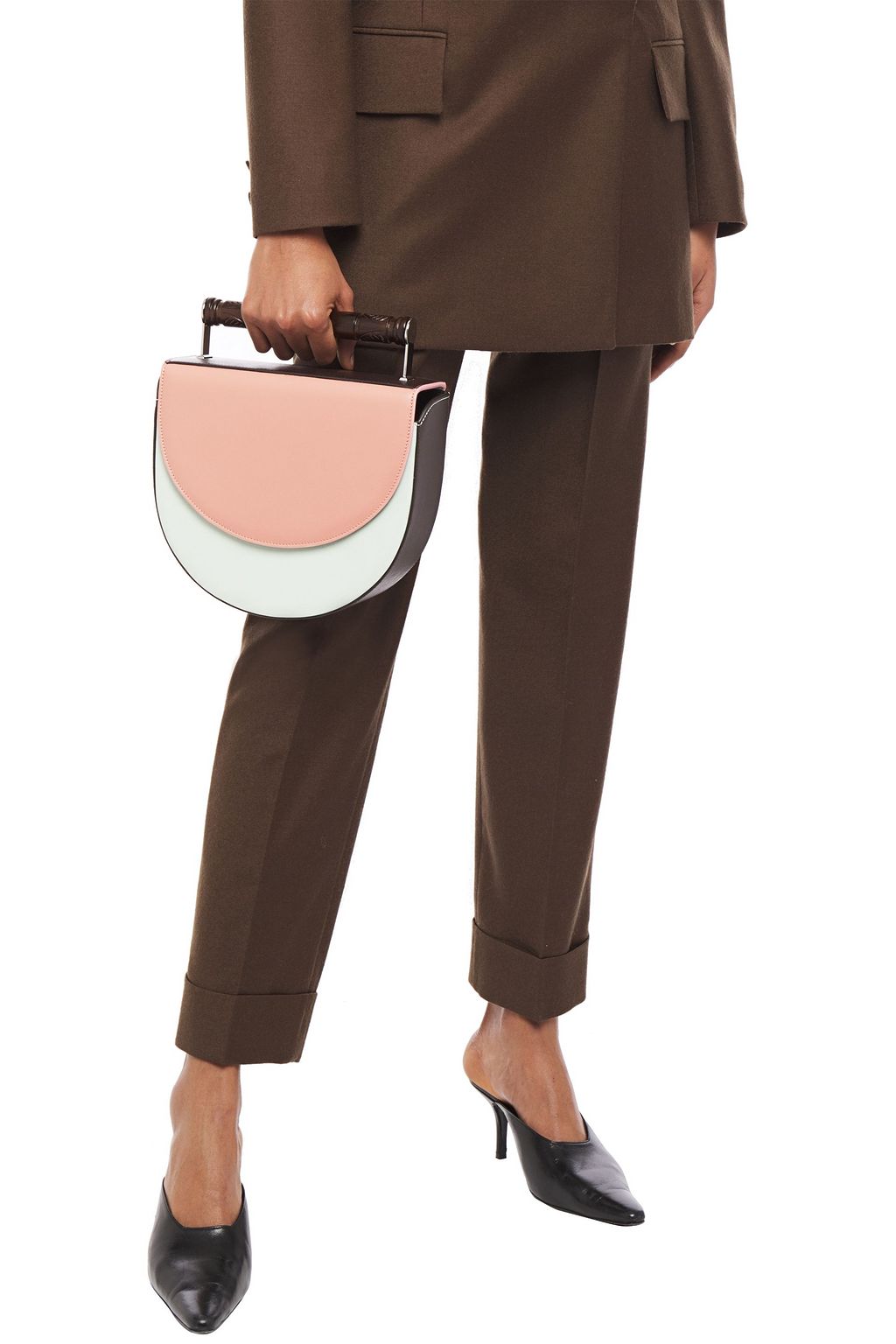AEVHA LONDON Helvemoon color-block leather shoulder bag