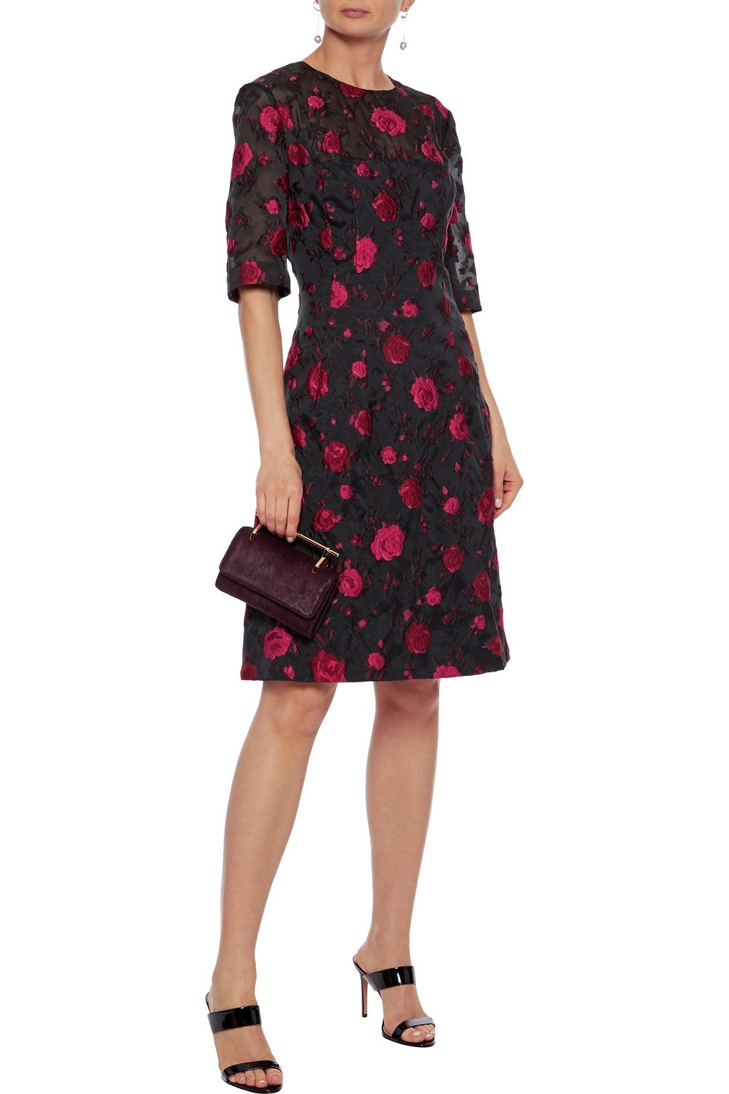 LELA ROSE Fil coupé organza dress