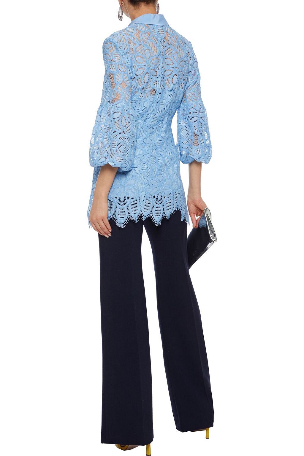 LELA ROSE Maggie wool-blend crepe wide-leg pants