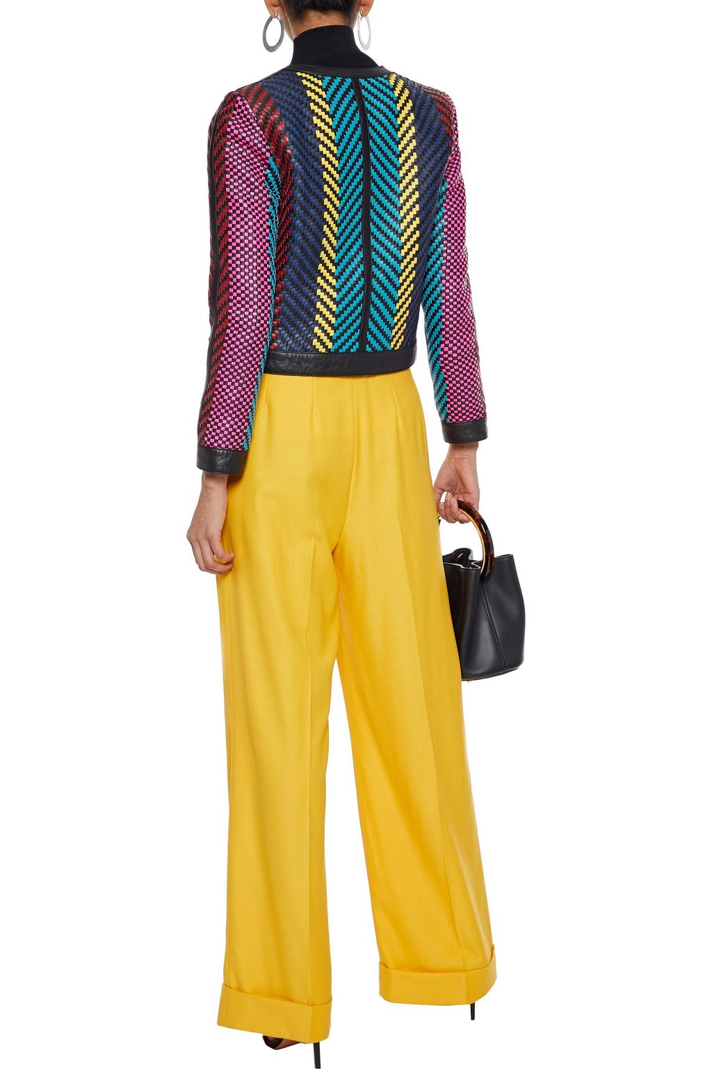 ALICE + OLIVIA Kidman woven leather jacket