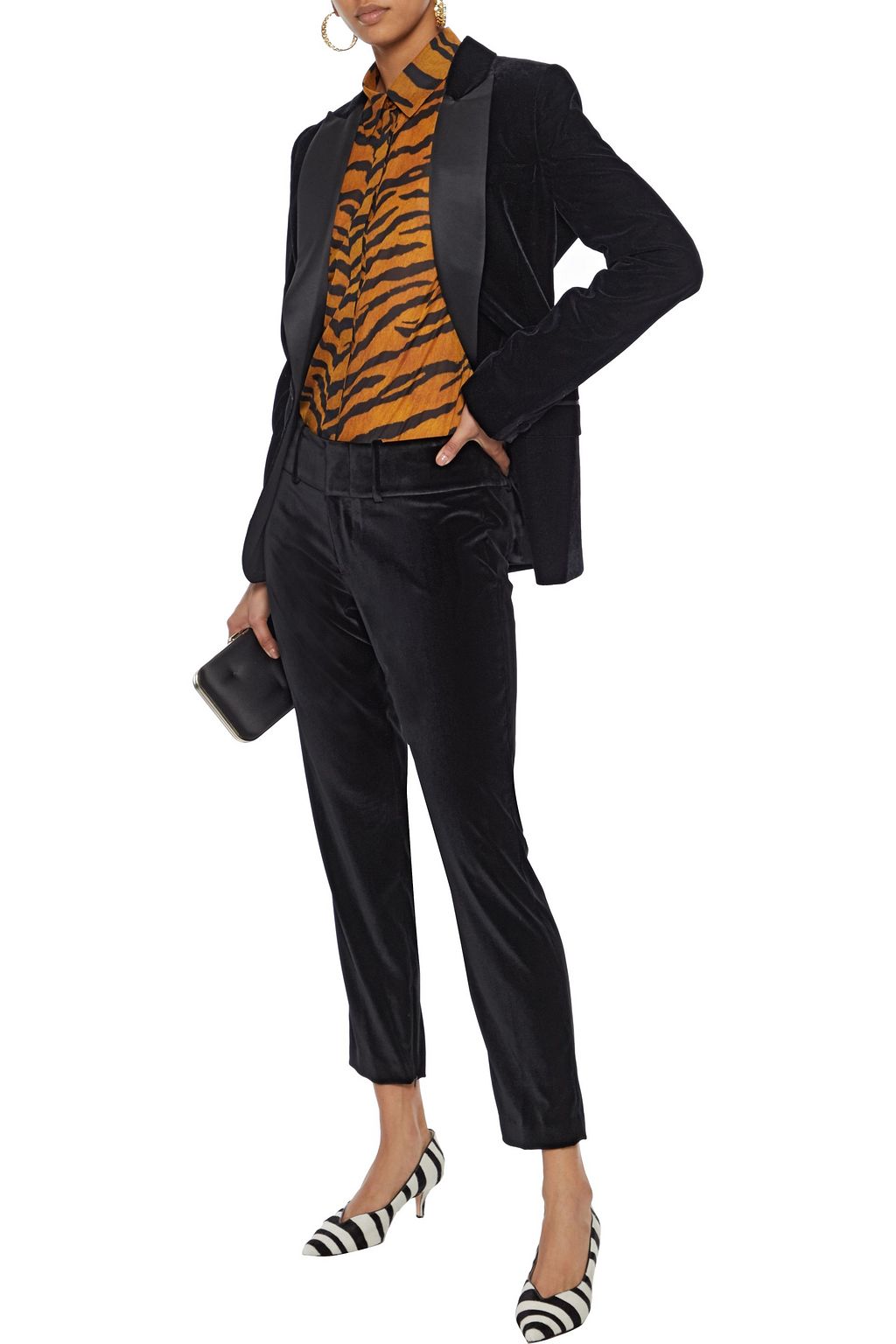 ALICE + OLIVIA Stacey cropped velvet slim-leg pants