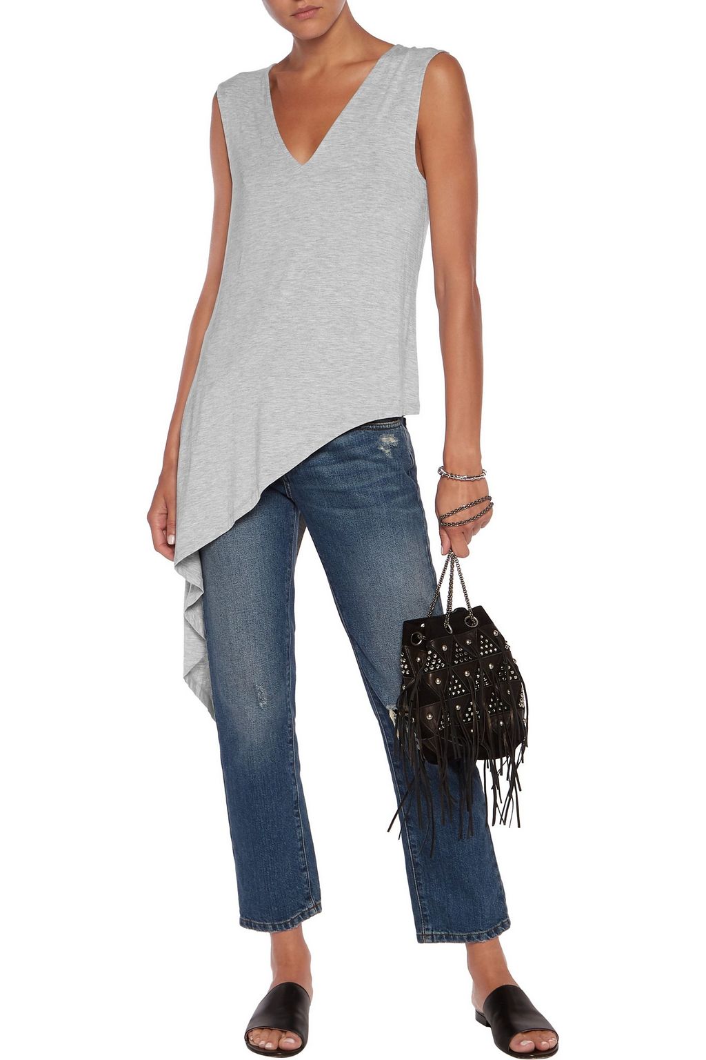 HAUTE HIPPIE Asymmetric modal-blend jersey tank