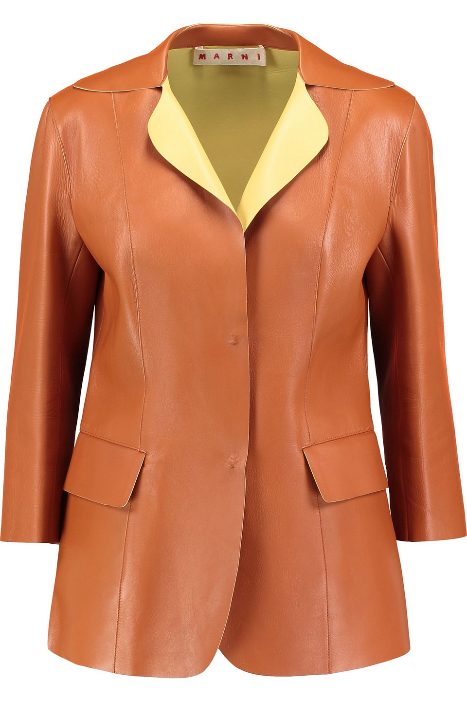 marni - two-tone leather blazer - brown - it 38