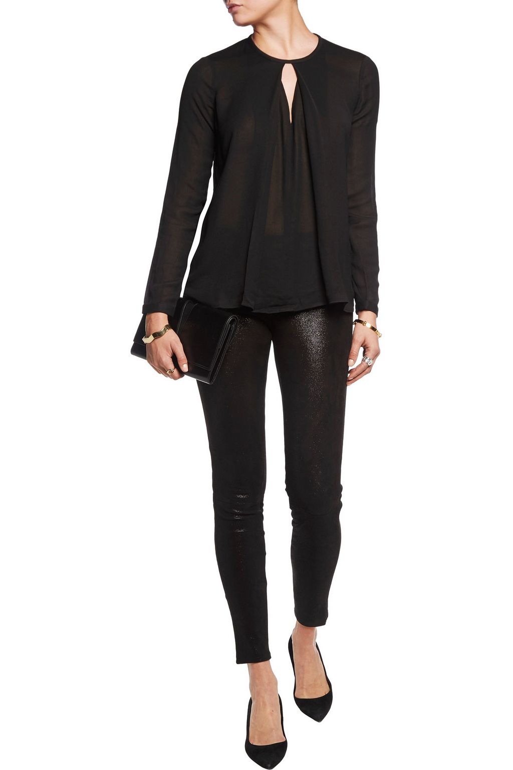 J BRAND Edita glittered stretch-leather leggings