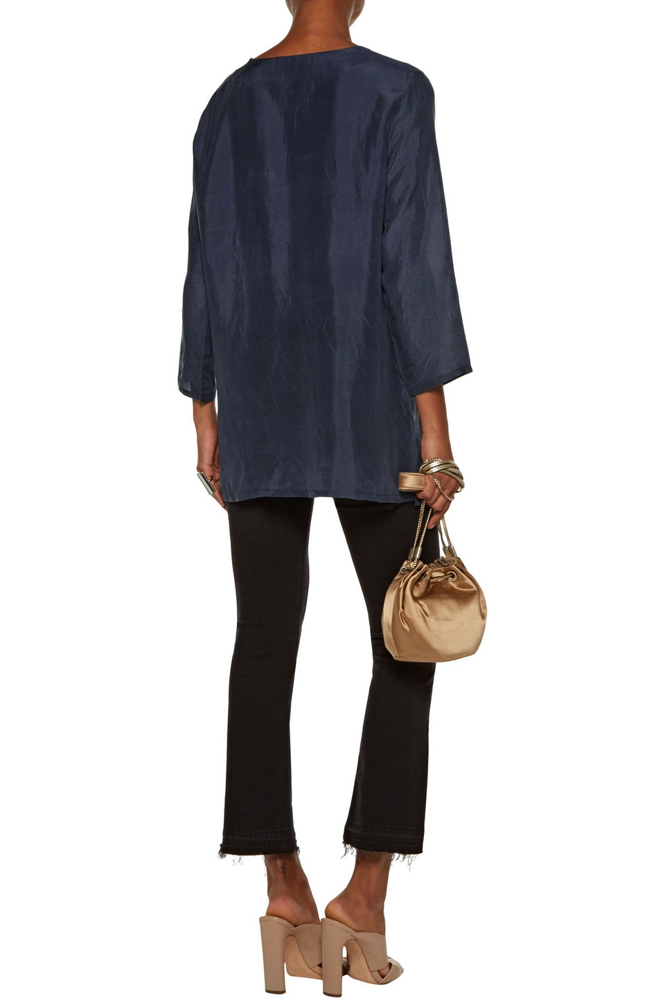 FIGUE IRIS PRINTED WASHED-SILK BROADCLOTH TUNIC