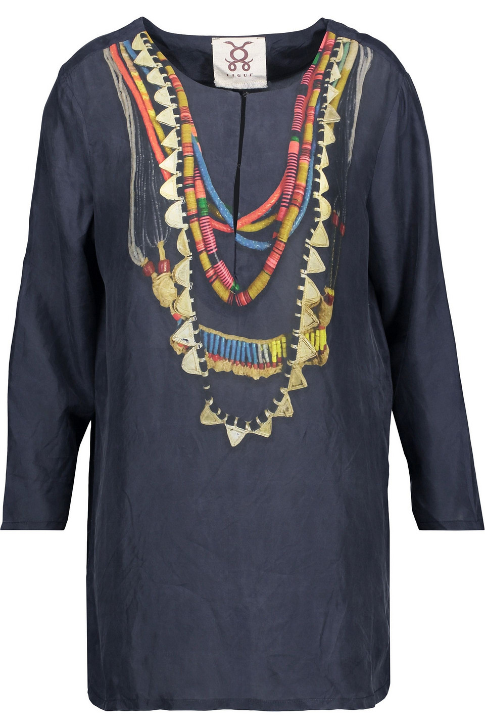 Figue Iris Printed Washed-silk Broadcloth Tunic