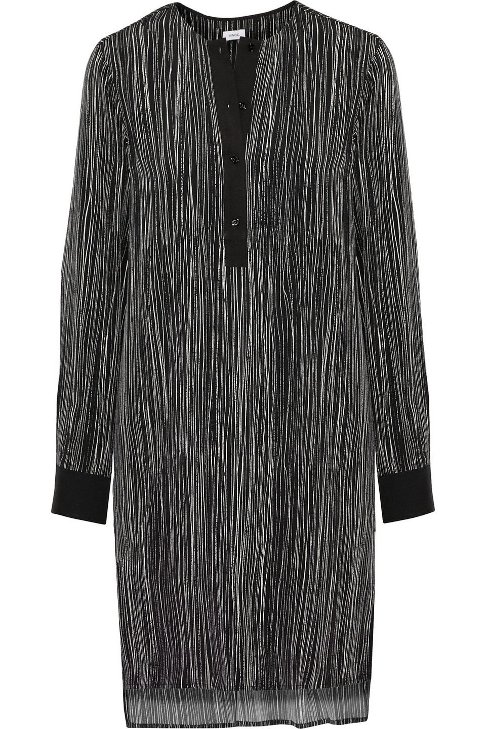 vince. - wavy striped silk dress - black - xs