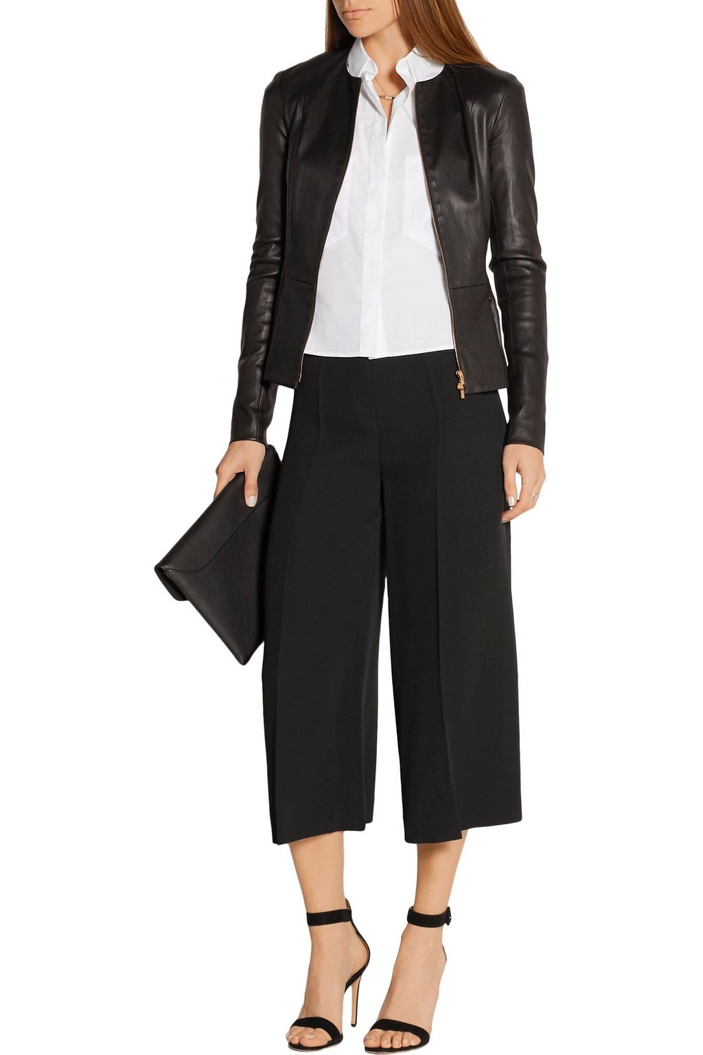 VALENTINO GARAVANI Cropped silk-crepe wide-leg pants