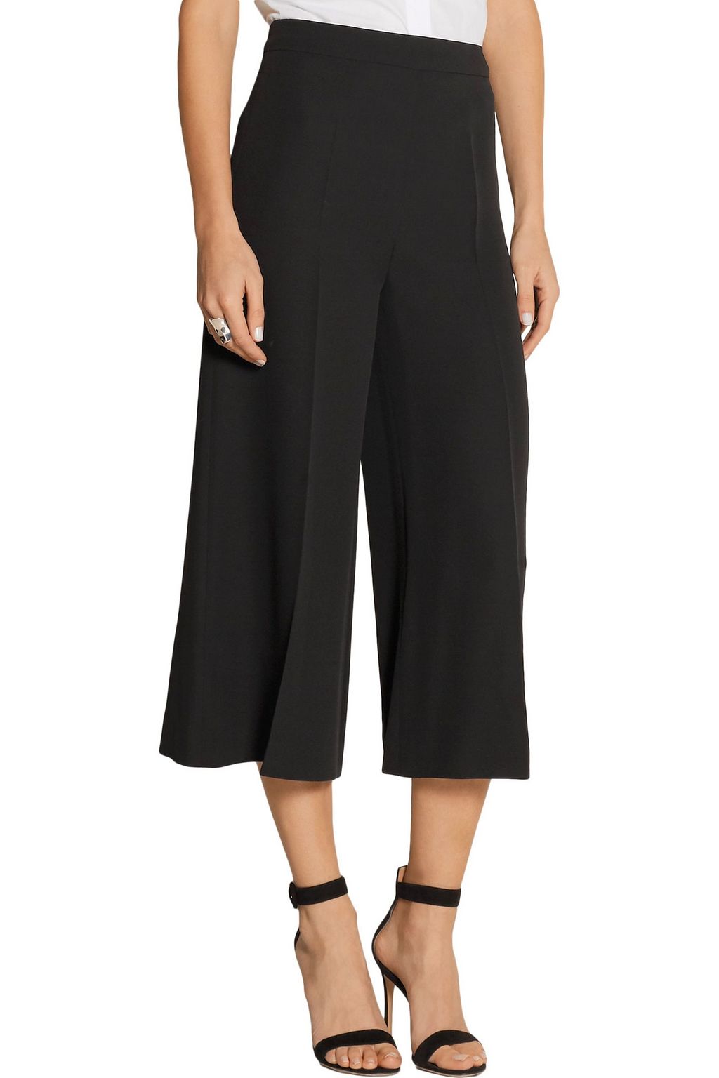 VALENTINO GARAVANI Cropped silk-crepe wide-leg pants