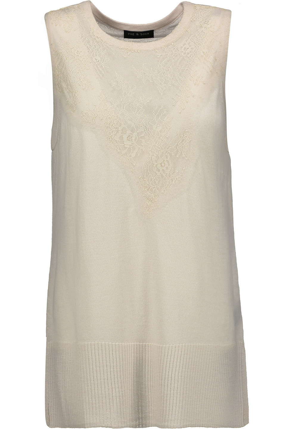 rag & bone - carolyn lace and wool top - white - s