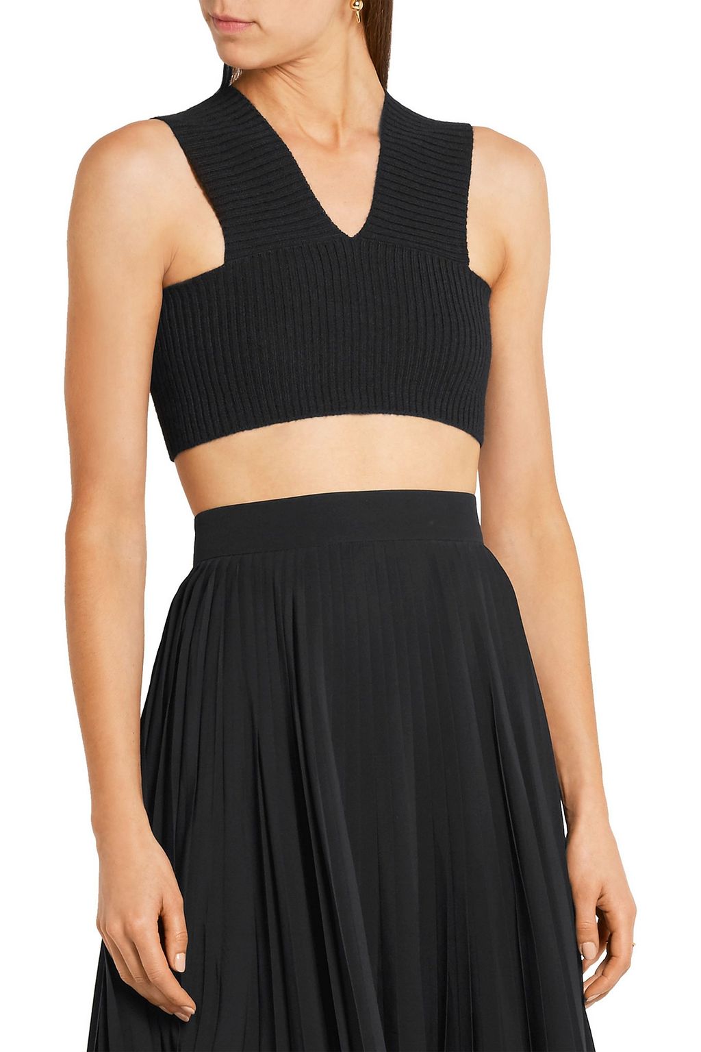 VALENTINO GARAVANI Cropped ribbed wool tank