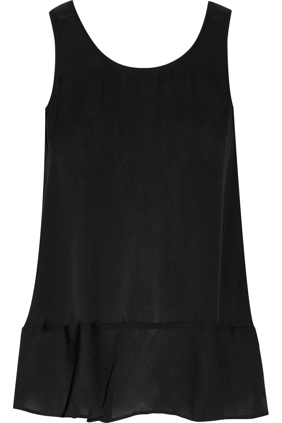 joie - micha layered silk-cady and georgette top - black - xs