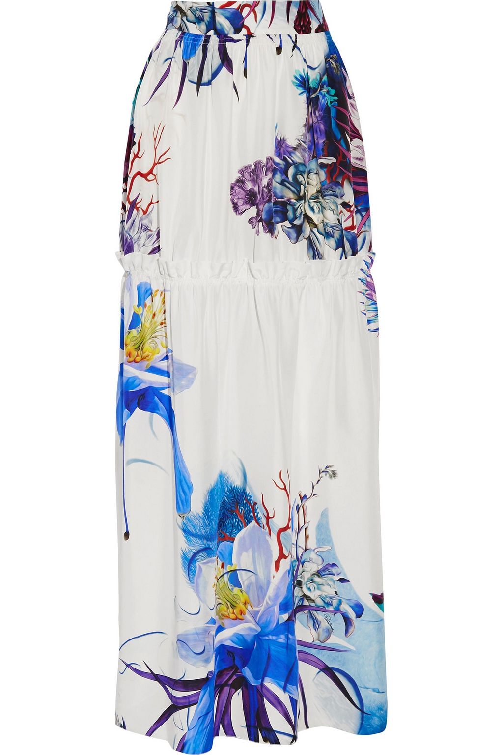 white silk maxi skirt