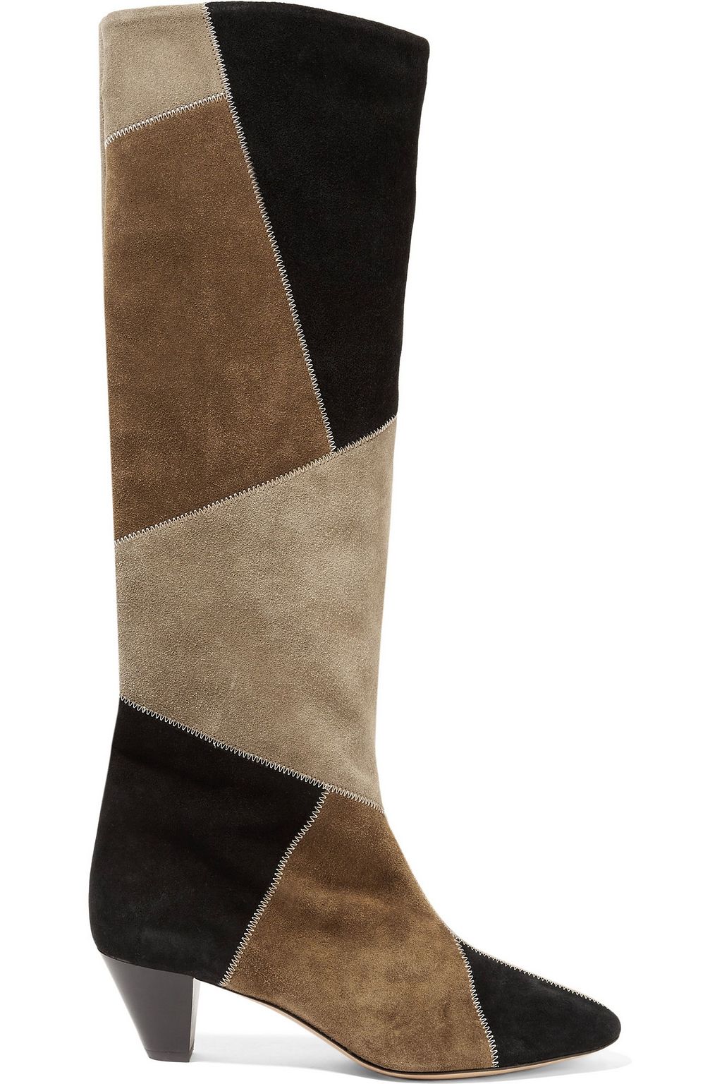green patch work boots