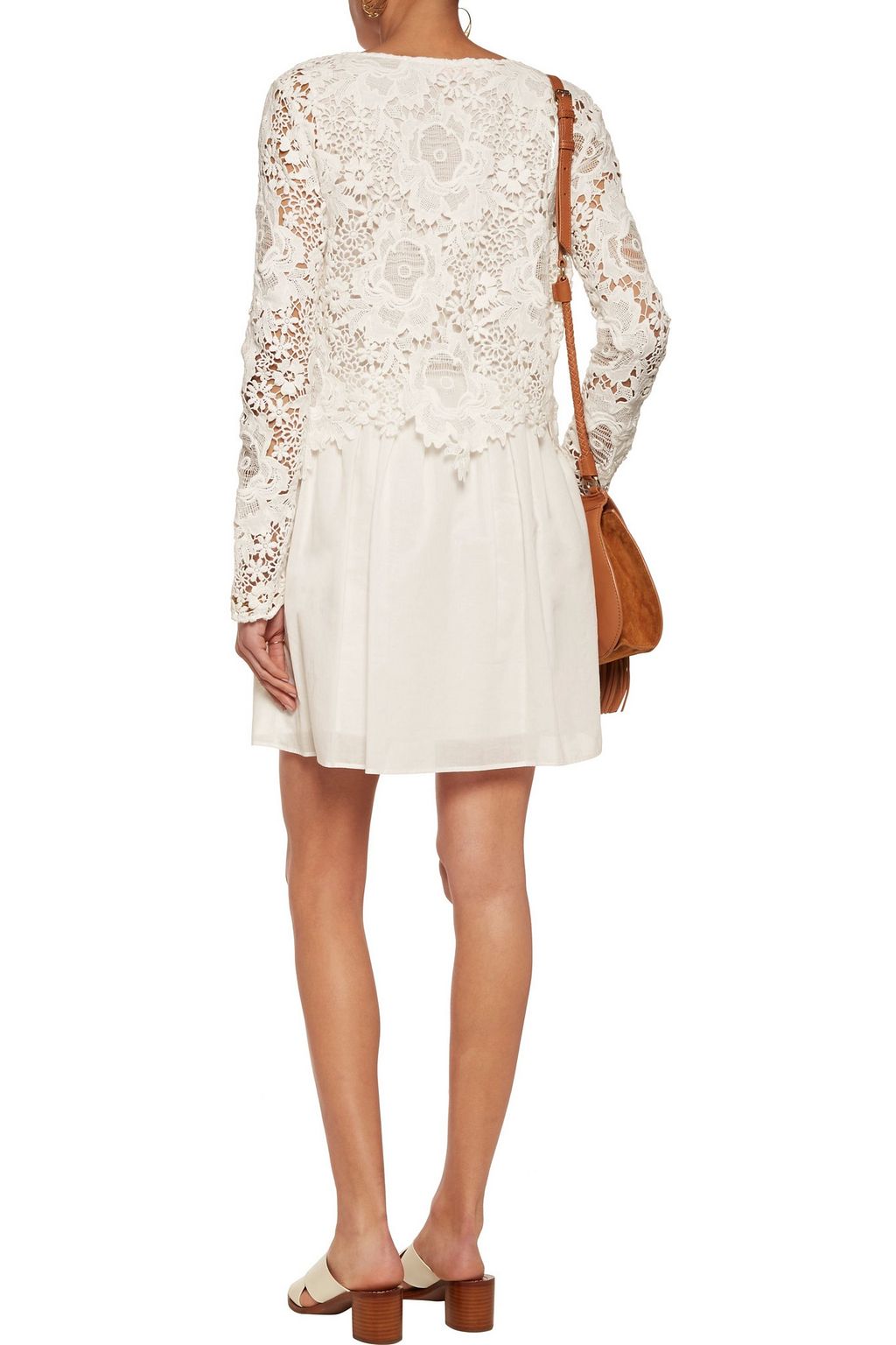 SEE BY CHLOÉ Guipure lace and cotton-voile mini dress