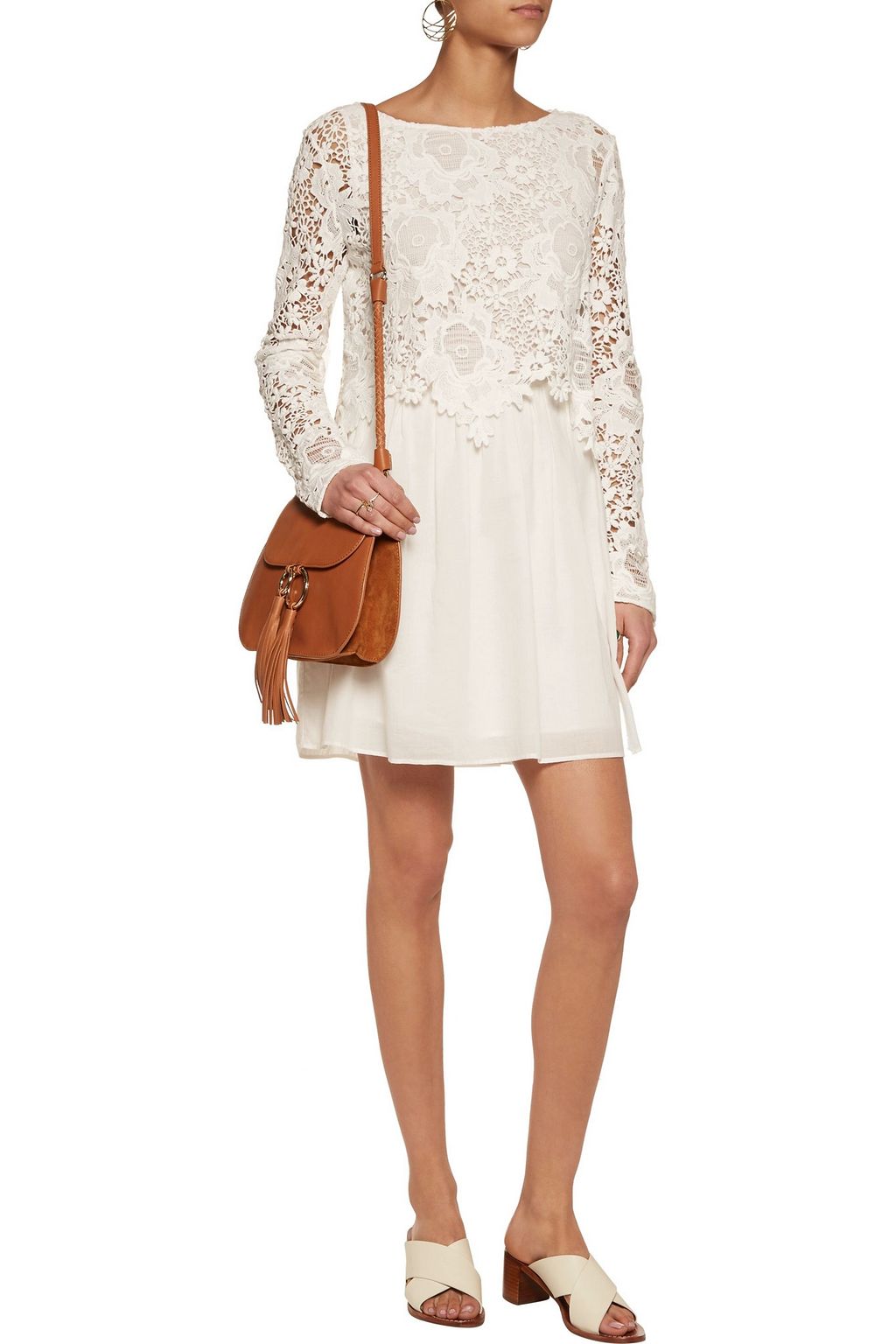 SEE BY CHLOÉ Guipure lace and cotton-voile mini dress