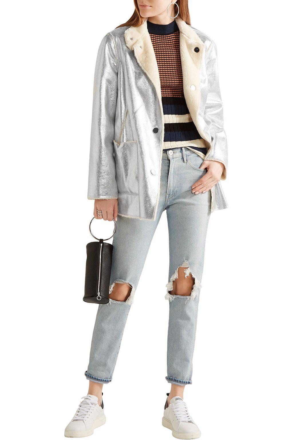 OPENING CEREMONY Culver reversible metallic faux shearling coat