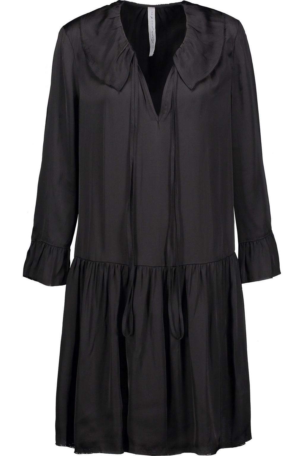 gathered satin mini dress