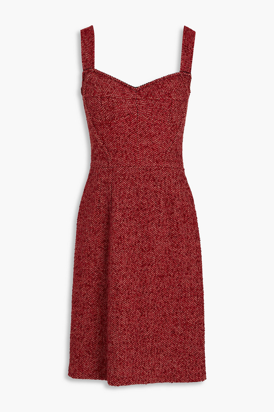 Dolce & Gabbana Wool-blend Tweed Dress In Burgundy