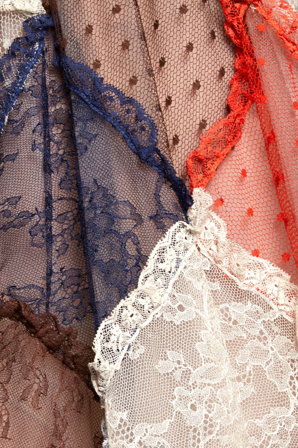 VALENTINO GARAVANI Patchwork lace and Swiss-dot tulle mini dress