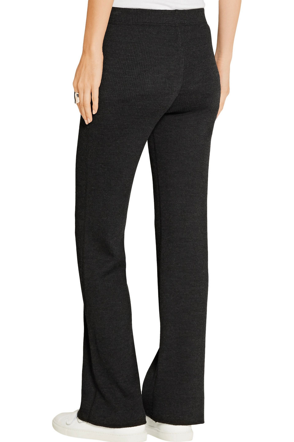 Helmut Lang Ribbed Wool-blend Bootcut Pants In Black
