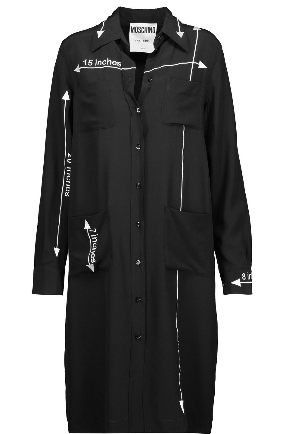 moschino - embroidered silk crepe de chine dress - black - it 36