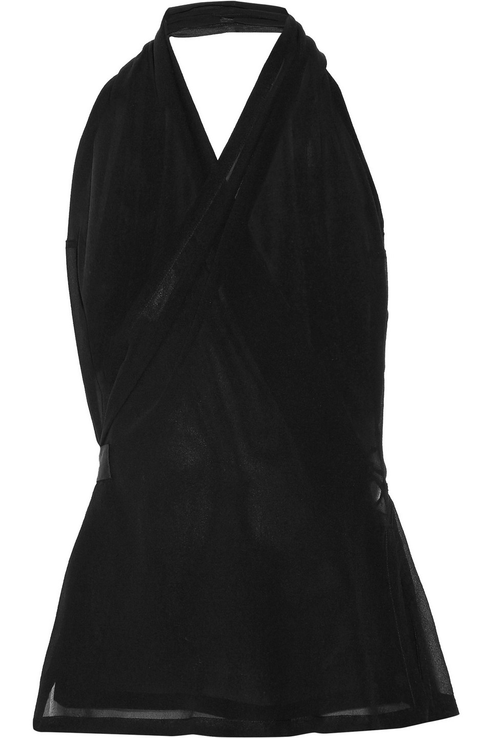 rick owens - silk-chiffon halterneck wrap top - black - it 38