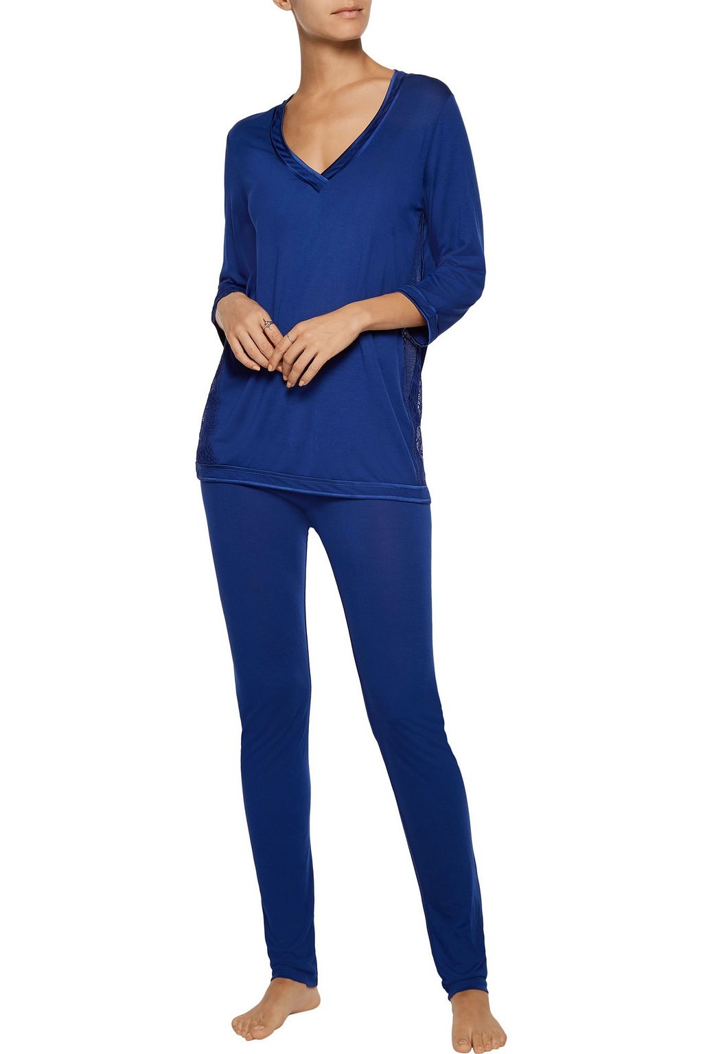 LA PERLA Myrta satin-trimmed modal-blend pajama pants