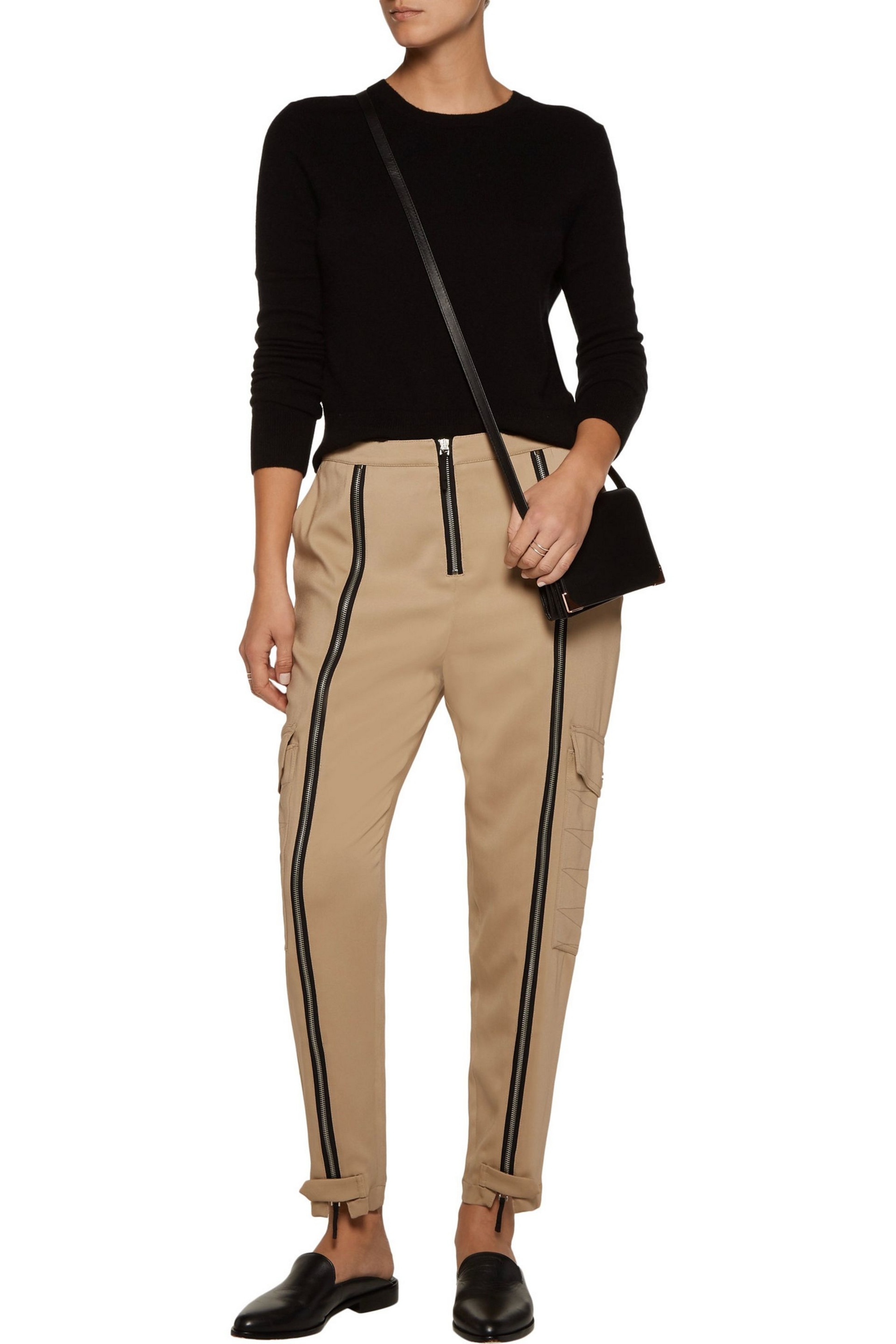 BELSTAFF Zip-detailed crepe tapered pants