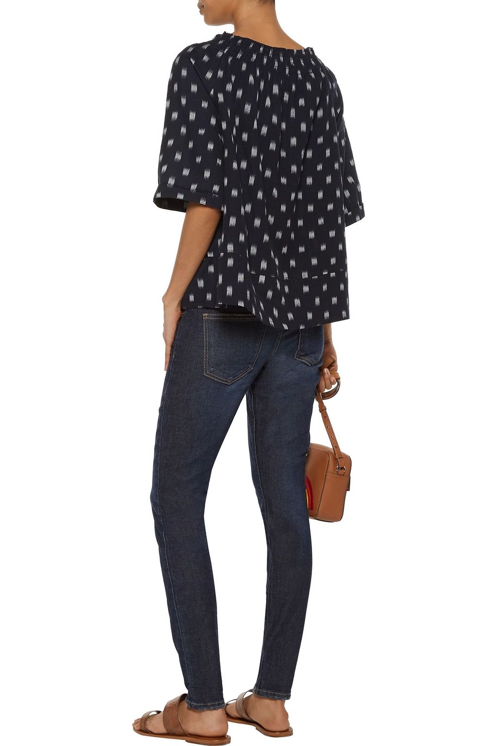 CURRENT/ELLIOTT Off-the-shoulder printed cotton-twill top