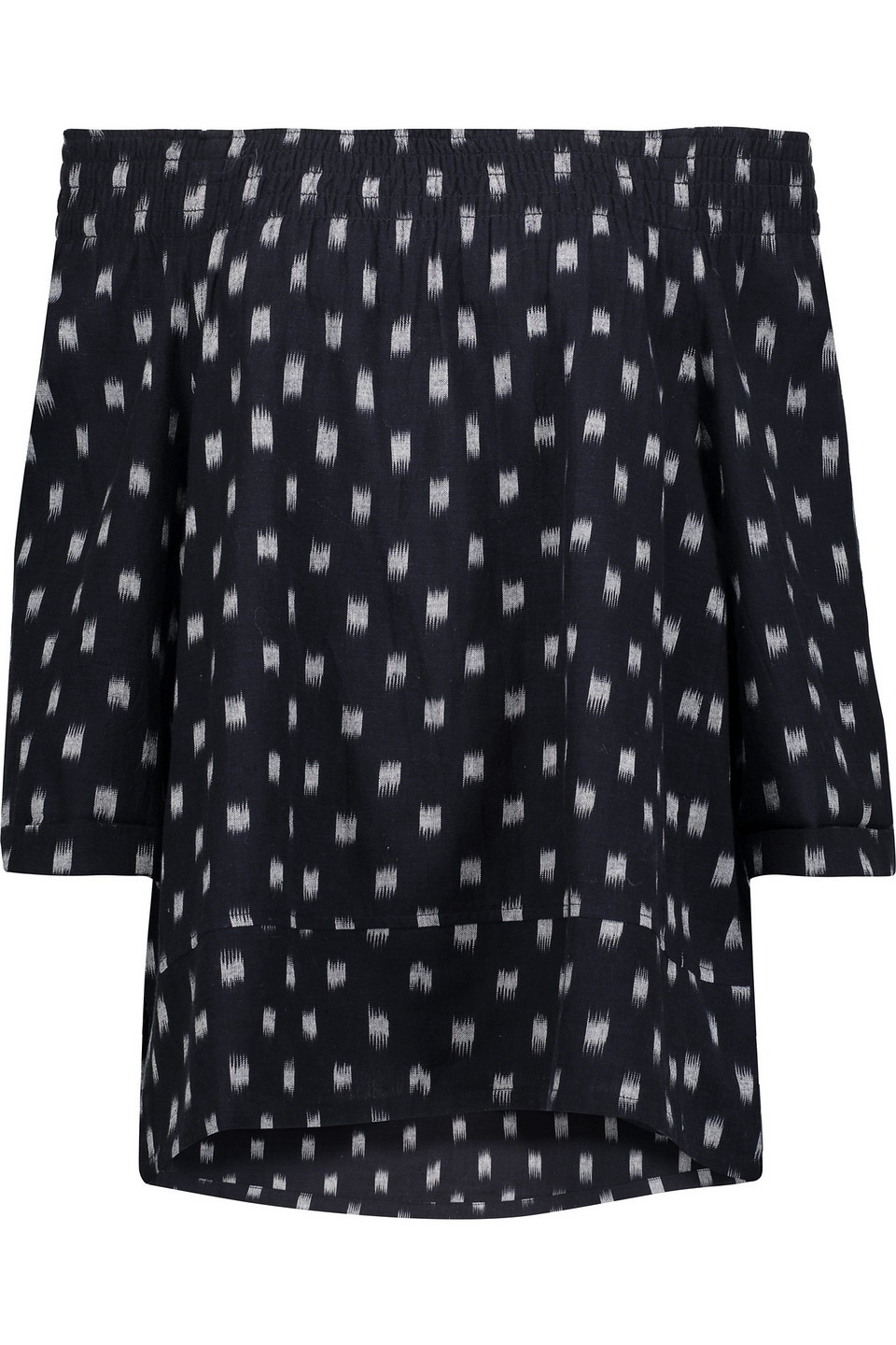 Off-the-shoulder printed cotton-twill top