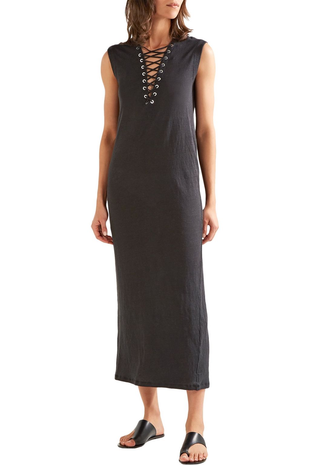 IRO Daisy lace-up linen midi dress