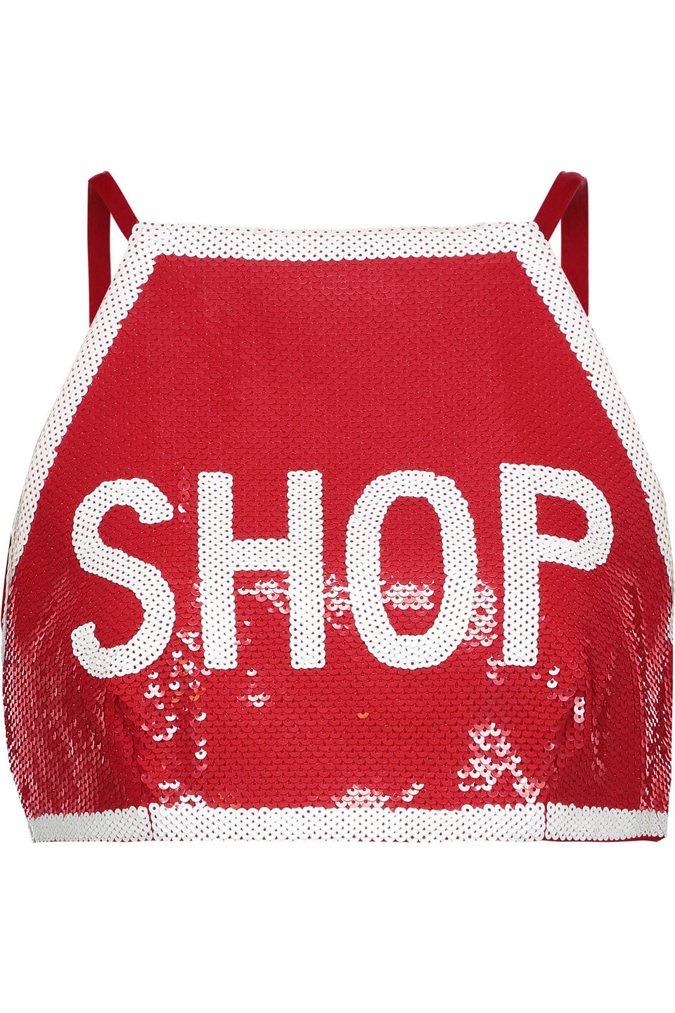 moschino - cropped sequined crepe top - red - it 40