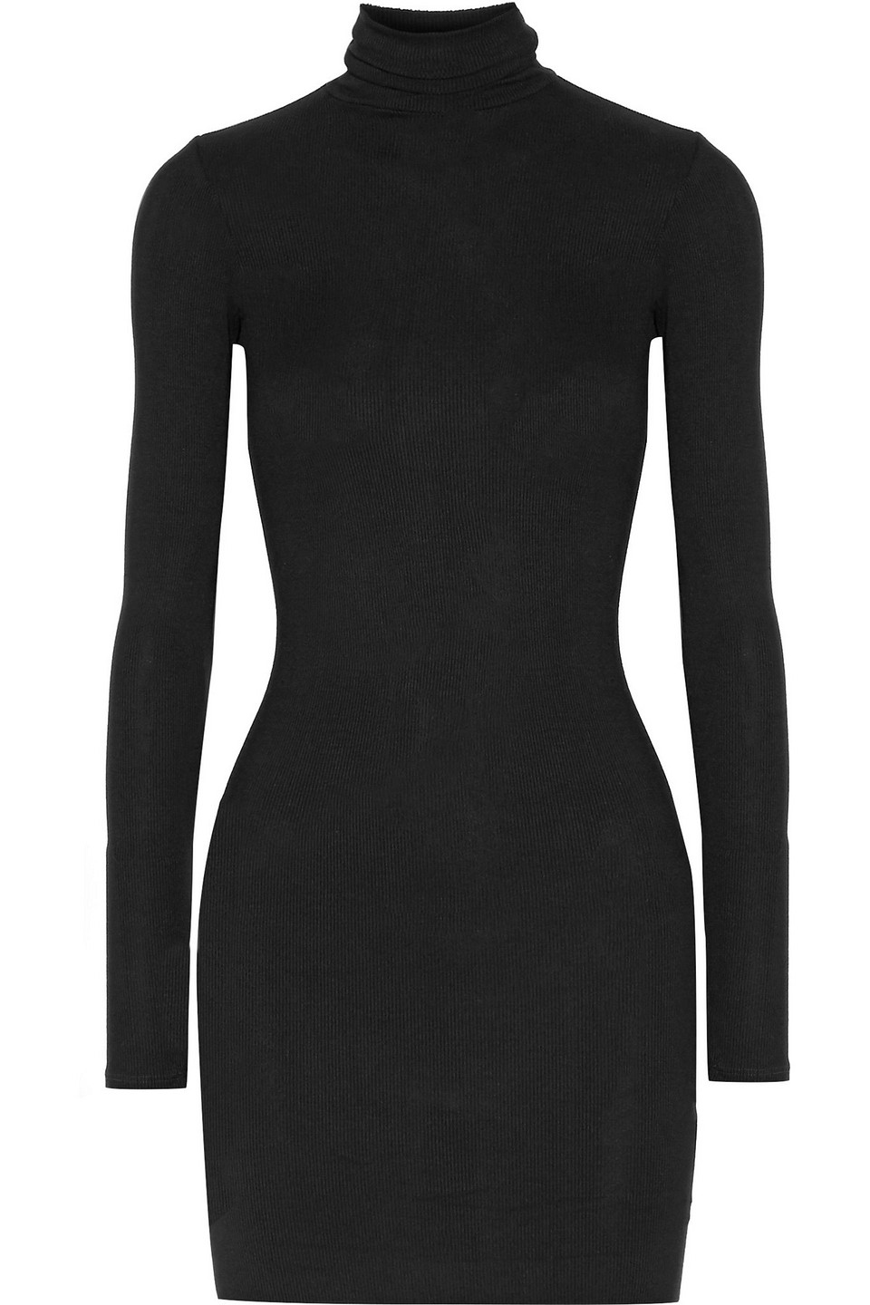 Enza Costa Ribbed Turtleneck Dress In Black