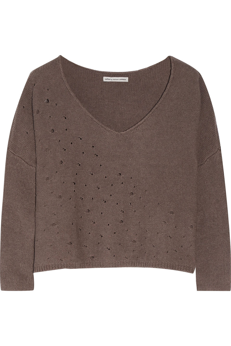 autumn cashmere - cropped distressed cotton sweater - neutral - s
