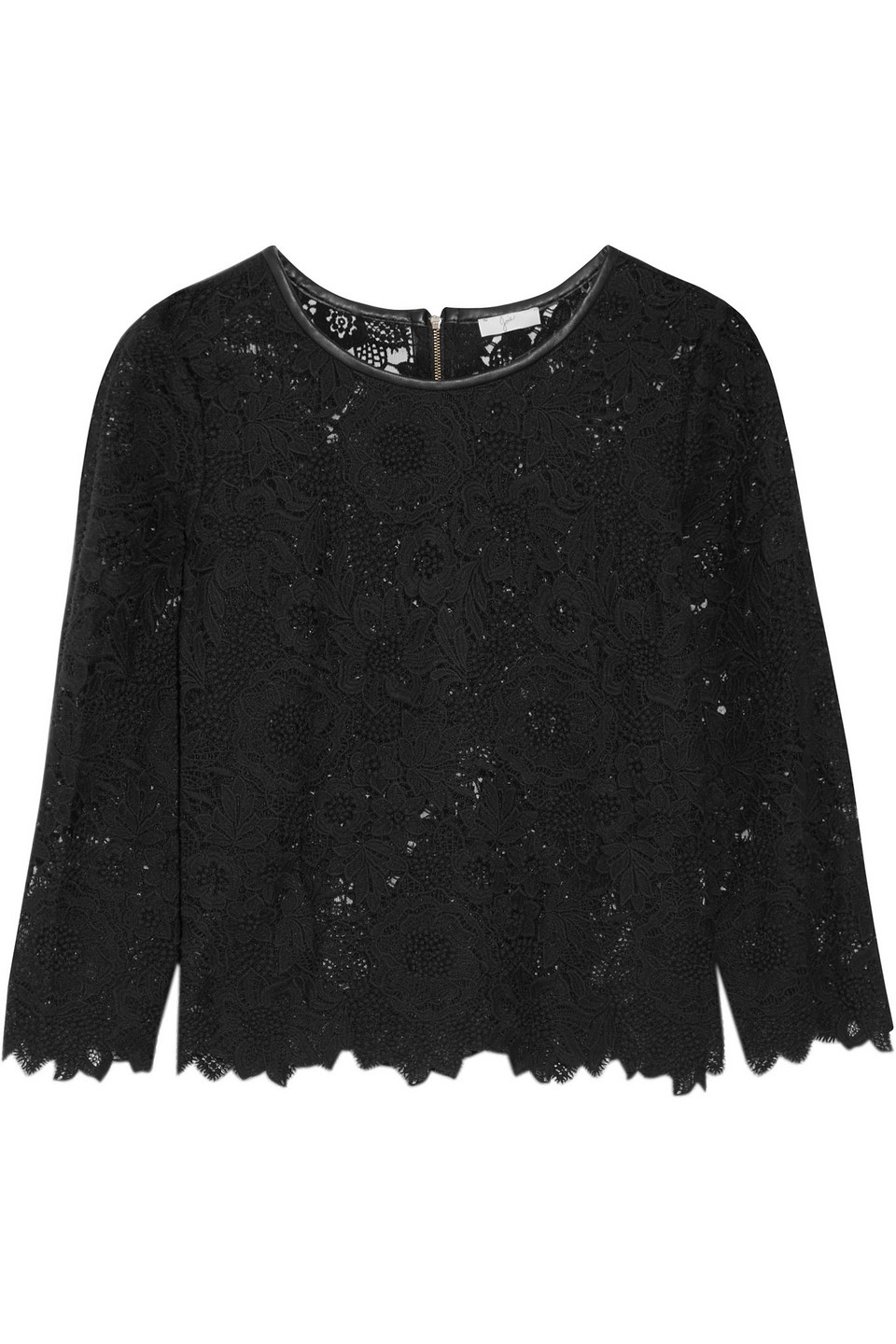 joie - antonia scalloped guipure lace top - blue - l