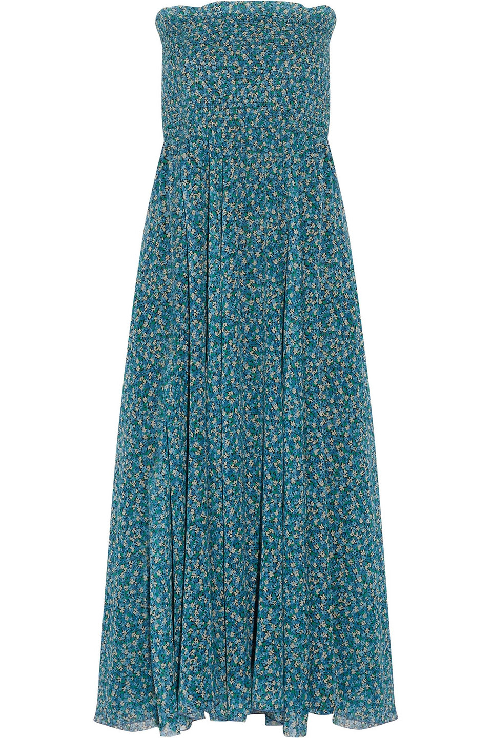 philosophy di lorenzo serafini - smocked printed silk-chiffon maxi dress - blue - it 42