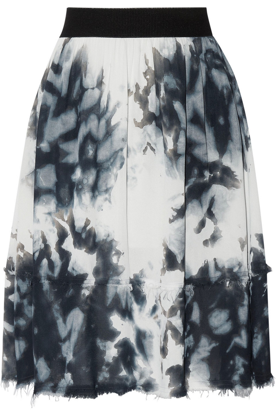 enza costa - frayed tie-dyed crepe de chine skirt - white - 1