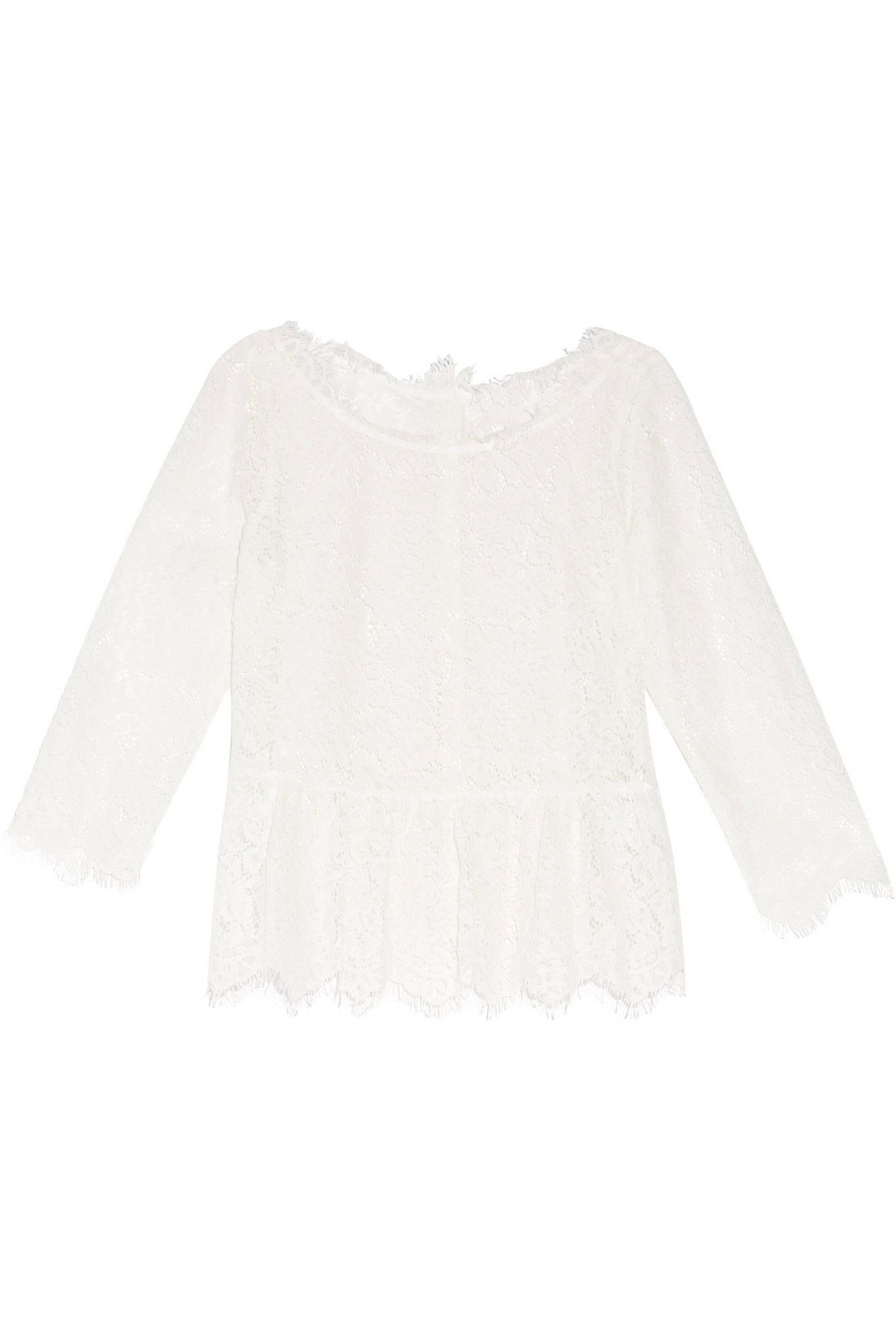joie - koda corded lace peplum top - white - s