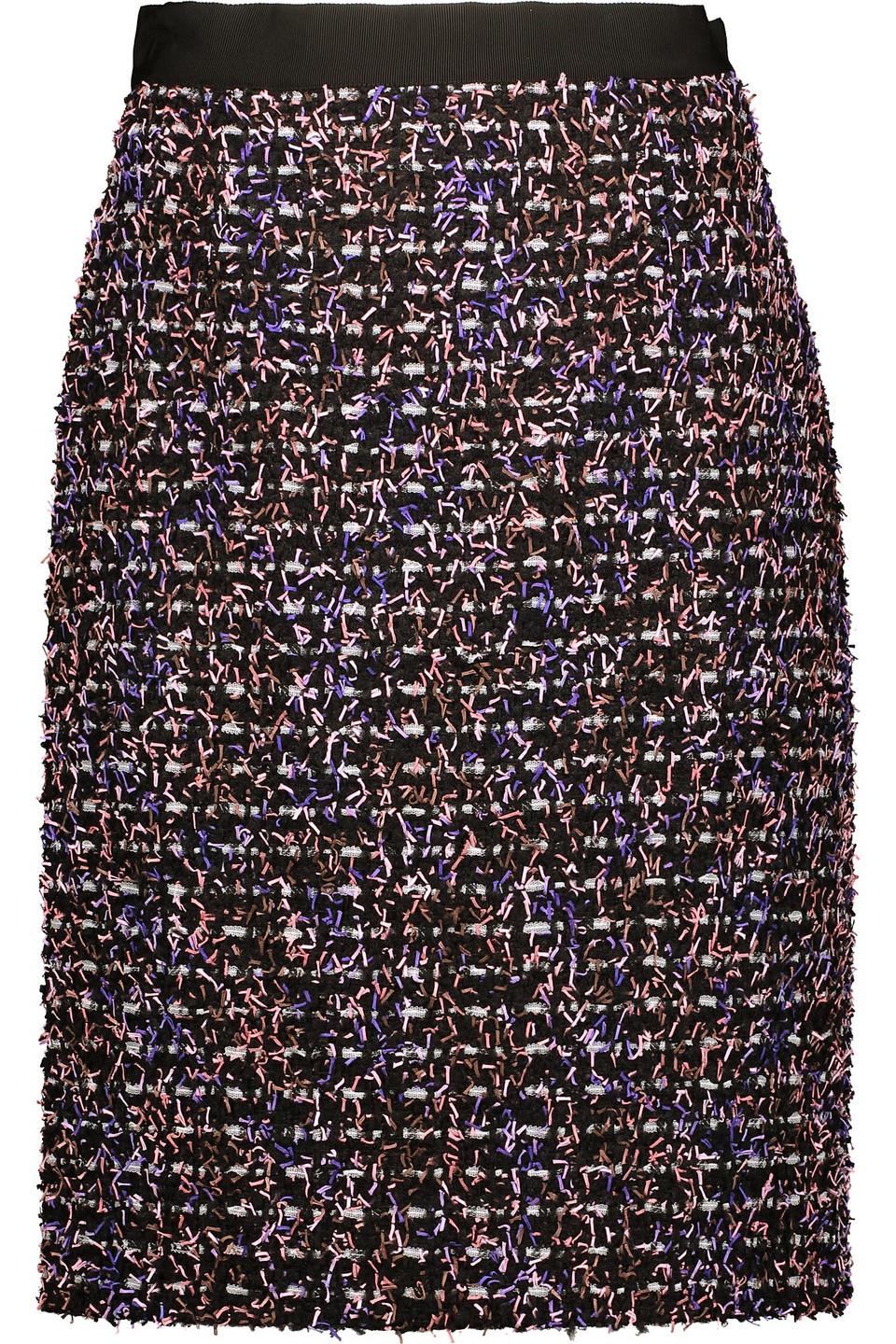 giambattista valli - grosgrain-trimmed frayed tweed mini skirt - purple - it 38
