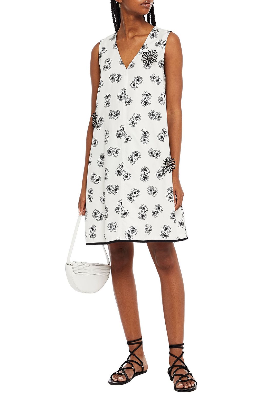 SEE BY CHLOÉ Appliquéd floral-print cotton mini dress