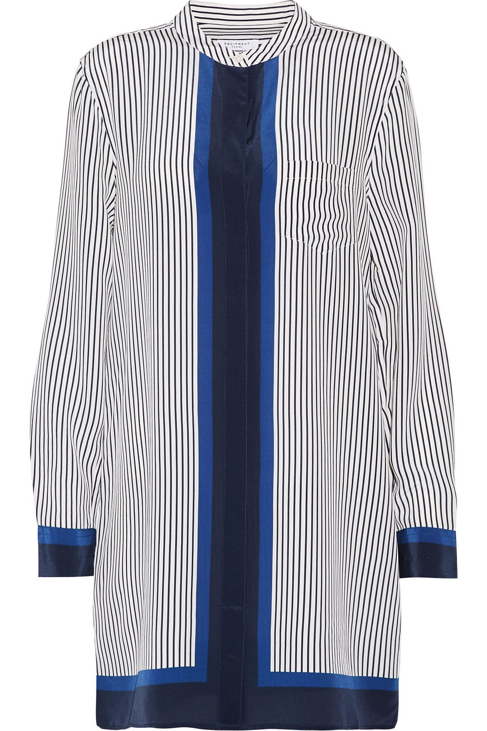 equipment - belen pinstriped silk mini shirt dress - blue - s